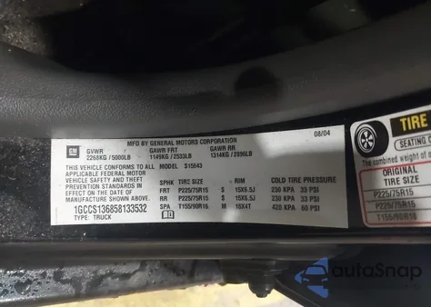 2005 Chevrolet Colorado Ls из США, поврежденный, VIN 1GCCS136858133532